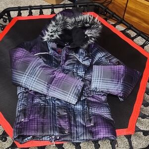 Womens Zeroxposure Plaid Purple Jacket With Down And Feather Fill Size L. #8